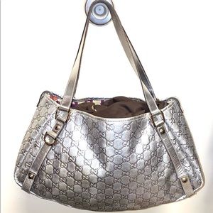 Gucci Silver Guccissima Leather Tote